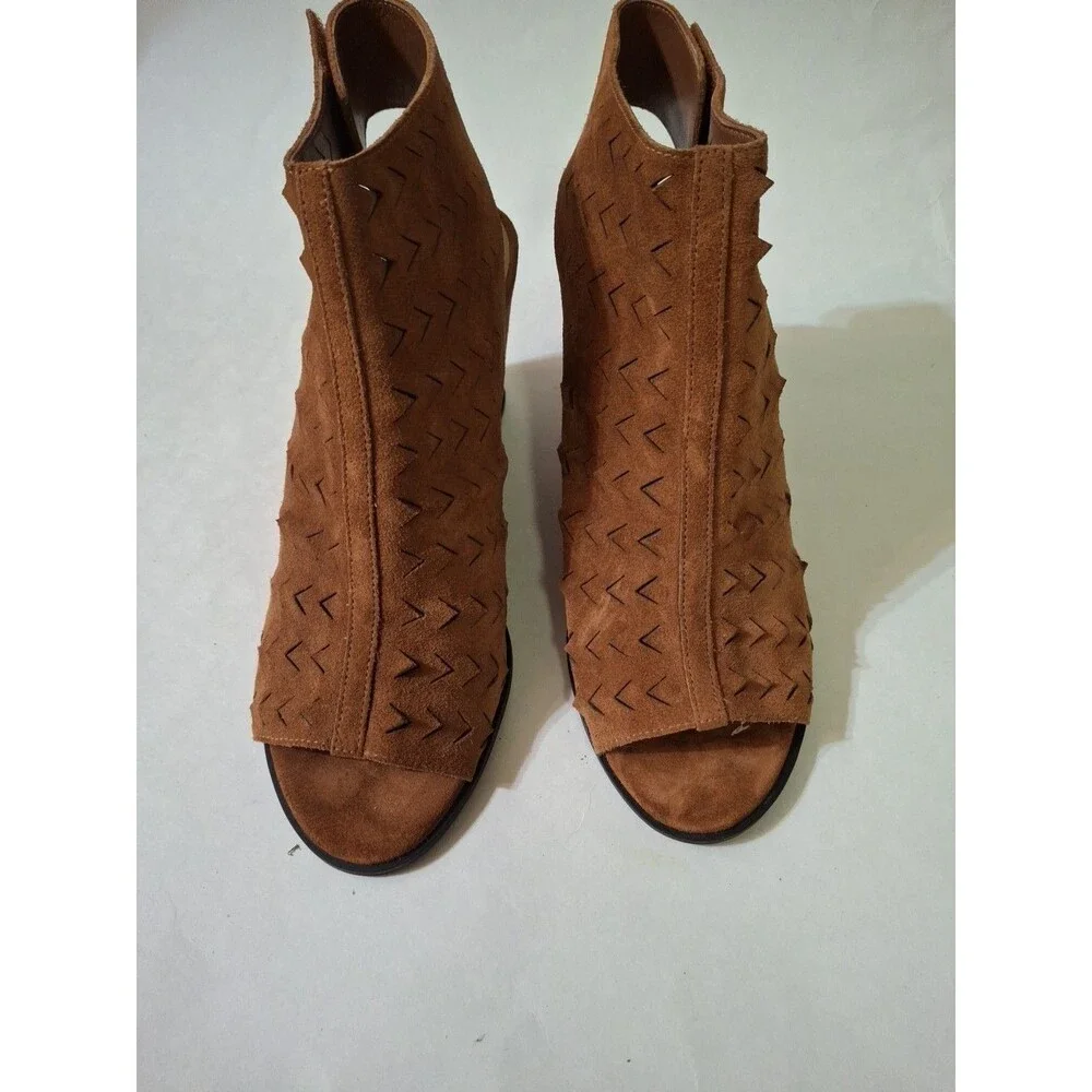 VIA SPIGA Women's Jorie Sandals Platform Brown Suede Slinback Size 9
